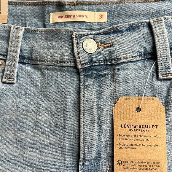 New Levi’s Sculpt Hypersoft Mid Length Shorts Mid Rise Size 31 - Picture 5 of 8